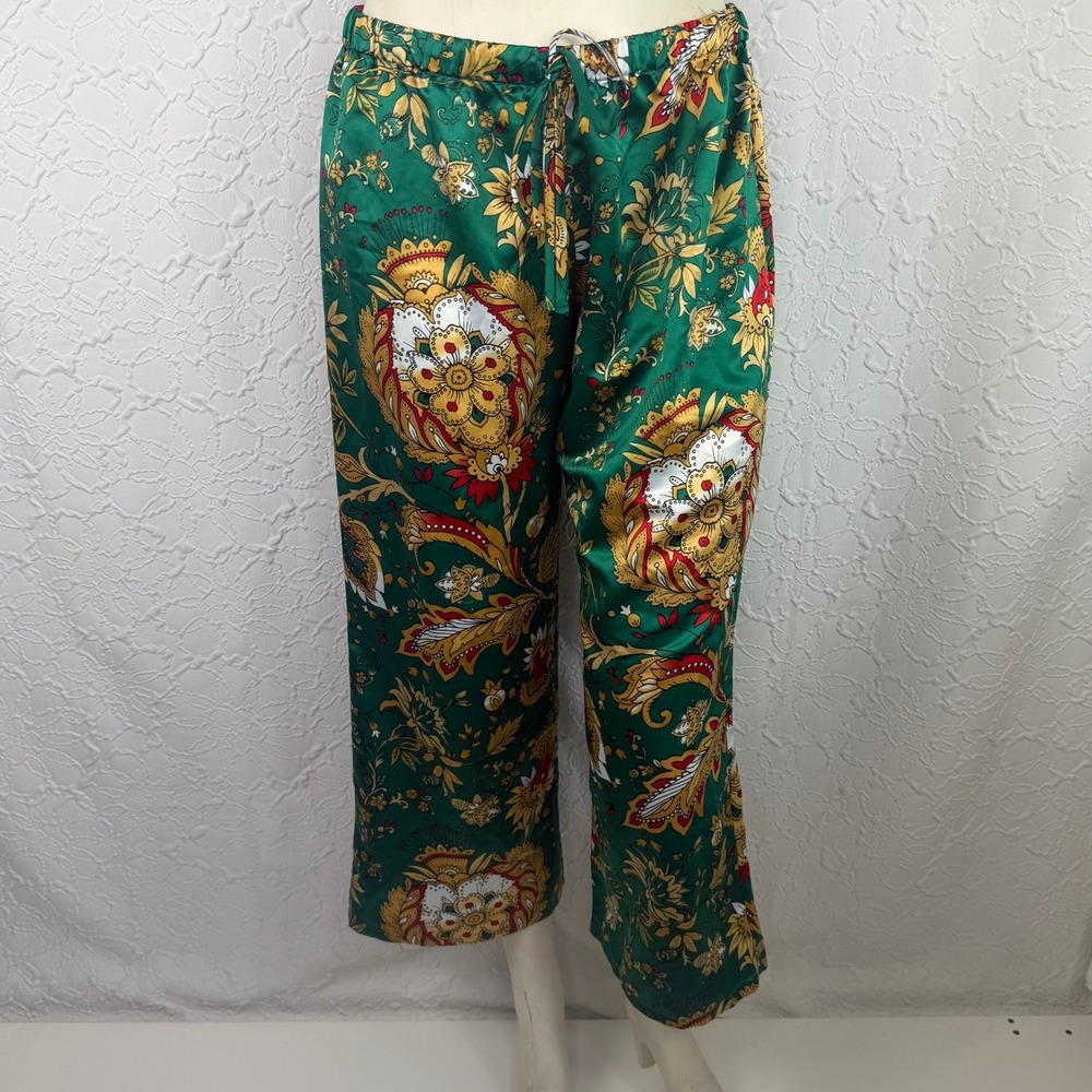 Natori Paisley Floral Pajama Set Green M - Picture 6 of 8